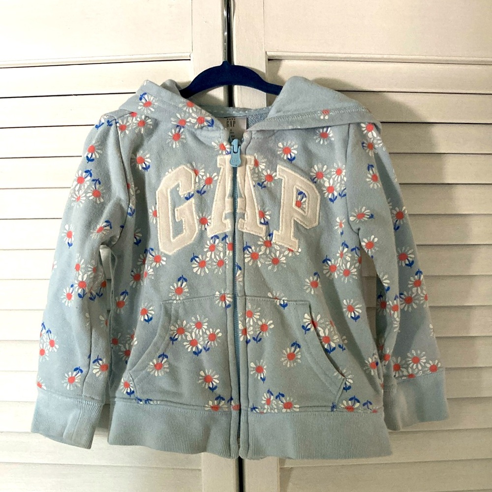 Toddler Girls GAP Floral Hoodie Sweatshirt Size 2 Years